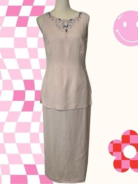 Jessica Howard Pale Pink Embroidered Sleeveless Maxi Skirt Set